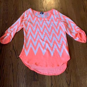 Coral and white blouse